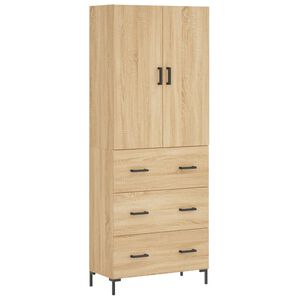 vidaXL Aparador alto madera contrachapada color roble 69,5x34x180 cm