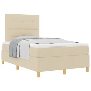 vidaXL Cama tipo Box Spring con colch&oacute;n Crema 120 x 200 cm tela
