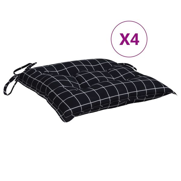vidaXL Cojines para silla 4 uds tela Oxford a cuadros negro 50x50x7 cm