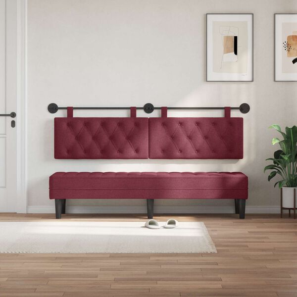 vidaXL Cabecera Colgante Rojo vino 170 x 55 x 7 cm tela