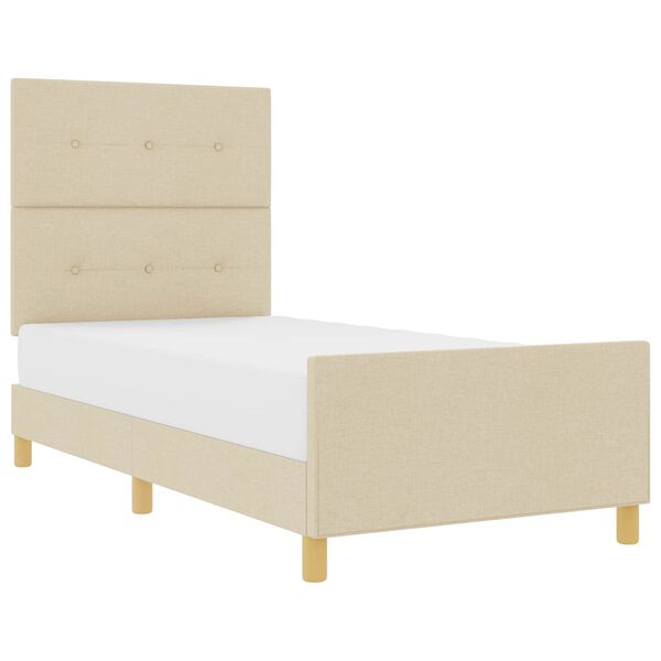 vidaXL Estructura de cama con cabecera Crema 90 x 200 cm tela