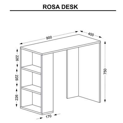 Homemania Escritorio de ordenador Rosa 90x40x75 cm blanco y nogal