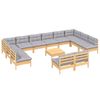 vidaXL Muebles de jard&iacute;n 13 pzas y cojines madera maciza de pino gris
