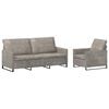 vidaXL Juego de Sof&aacute; 2 pcs Gris Claro Tela de ante sint&eacute;tico