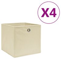 vidaXL Cajas de almacenaje 4 uds tela no tejida crema 28x28x28 cm
