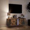 vidaXL Mueble de TV de pared con luces LED roble ahumado 100x31x35 cm