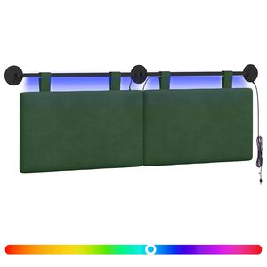 vidaXL Cabecero colgante Con luz LED Verde Selva Tela de Pana