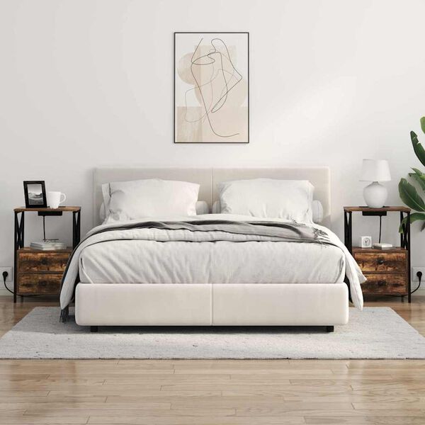 vidaXL Armario de Noche con caj&oacute;n 2 pcs Roble ahumado 40 x 31 x 60 cm