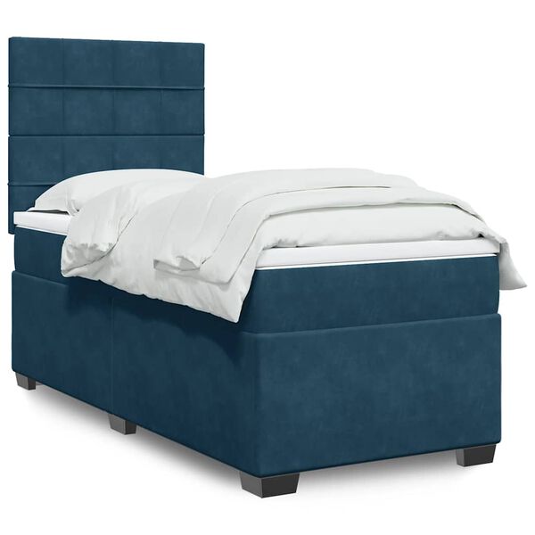 vidaXL Cama box spring con colch&oacute;n terciopelo azul oscuro 80x200 cm