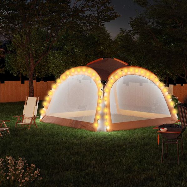 vidaXL Carpa de fiesta LED 4 paredes gris y naranja 3,6x3,6x2,3 m