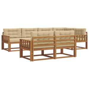 vidaXL Conjunto de sof&aacute;s de exterior con coj&iacute;n 7 pcs Natural y Beige