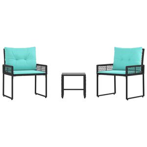 vidaXL Juego de muebles de exterior con coj&iacute;n 3 pcs Negro y Turquesa