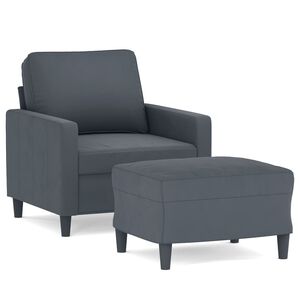 vidaXL Sill&oacute;n con taburete terciopelo gris oscuro 60 cm