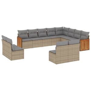 vidaXL Set de sof&aacute;s de jard&iacute;n 12 pzas y cojines rat&aacute;n sint&eacute;tico marr&oacute;n