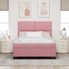 vidaXL Cama Box Spring LED con colch&oacute;n Rosa 160 x 200 cm Terciopelo
