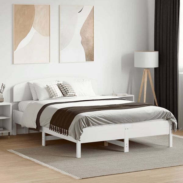 vidaXL Estructura de cama sin colch&oacute;n madera de pino blanco 135x190 cm