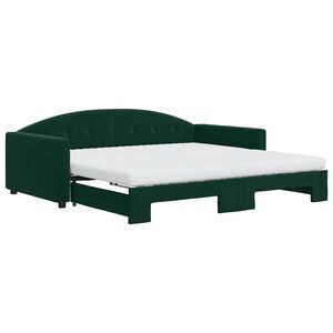vidaXL Sof&aacute; cama nido con colch&oacute;n terciopelo verde oscuro 100x200 cm
