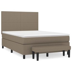 vidaXL Cama box spring con colch&oacute;n tela gris taupe 140x190 cm