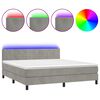 vidaXL Cama box spring colch&oacute;n y LED terciopelo gris claro 180x200 cm