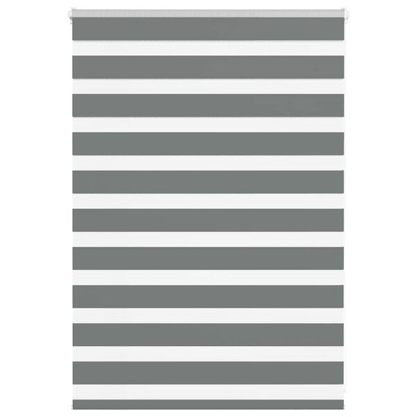 vidaXL Estor cebra gris oscuro tejido ancho 110,9 cm poli&eacute;ster