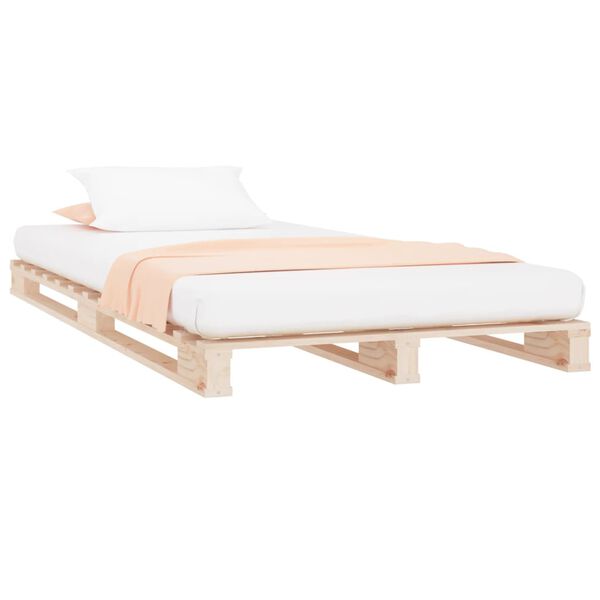vidaXL Cama de palets de madera maciza de pino 90x200 c