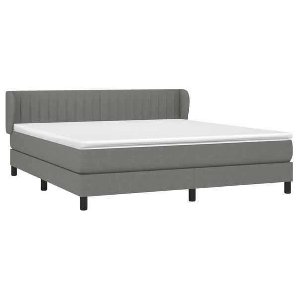 vidaXL Cama box spring con colch&oacute;n tela gris oscuro 180x200 cm