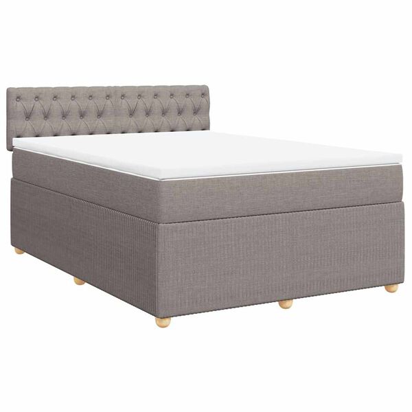 vidaXL Cama box spring con colch&oacute;n tela gris taupe 160x200 cm