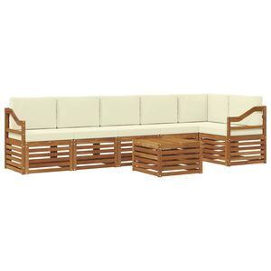vidaXL Conjunto de Sof&aacute; Seccional con coj&iacute;n 7 pcs Natural y Crema