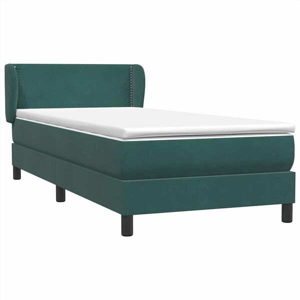 vidaXL Cama box spring con colch&oacute;n terciopelo verde oscuro 80x210 cm