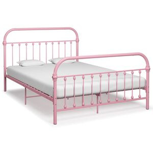 vidaXL Estructura de cama sin colch&oacute;n metal rosa 120x200 cm