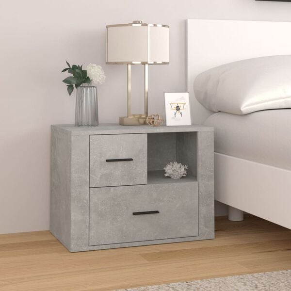 vidaXL Mesita de noche madera contrachapada gris hormig&oacute;n 60x36x45 cm