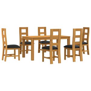 vidaXL Conjunto de comedor 7 uds. Negro Madera de Roble S&oacute;lido