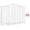 vidaXL Cestas gaviones 15 uds forma de arco hierro 200x50x140/160 cm