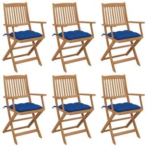 vidaXL Sillas plegables (6 unidades) con cojines, de madera maciza de acacia.