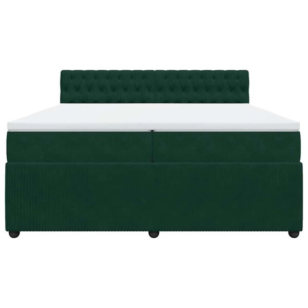 vidaXL Cama box spring con colch&oacute;n terciopelo verde oscuro 200x200 cm