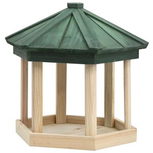 vidaXL Comedero para p&aacute;jaros octogonal madera maciza de abeto 33x30 cm