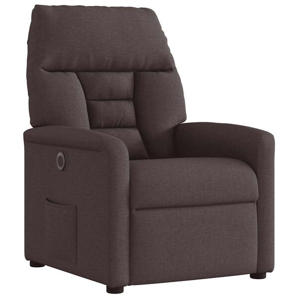 vidaXL Sillón reclinable eléctrico tela marrón oscuro