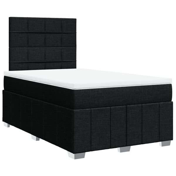 vidaXL Cama box spring con colch&oacute;n tela negro 120x200 cm