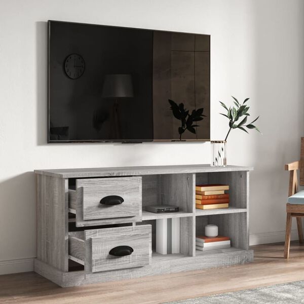 vidaXL Mueble de TV madera contrachapada gris Sonoma 102x35,5x47,5 cm