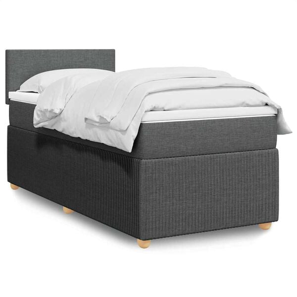 vidaXL Cama box spring con colch&oacute;n tela gris oscuro 80x200 cm