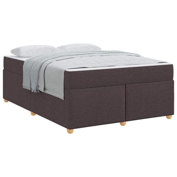 vidaXL Estructura de cama con colch&oacute;n Marr&oacute;n Oscuro 140 x 200 cm tela