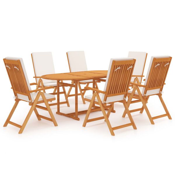 vidaXL Comedor de jard&iacute;n 7 piezas con cojines madera maciza de teca
