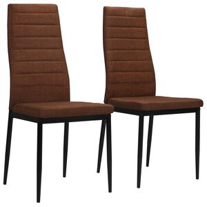 vidaXL Sillas de comedor giratorias 2 unidades tela marr&oacute;n
