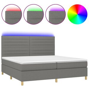 vidaXL Cama box spring colch&oacute;n y luces LED tela gris claro 200x200 cm