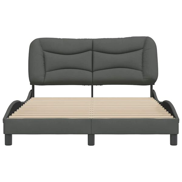 vidaXL Estructura de cama sin colch&oacute;n Hvar tela gris oscuro 120x200 cm