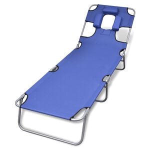 vidaXL Tumbona plegable de acero con coj&iacute;n de cabeza acero azul