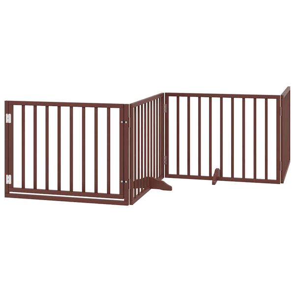 vidaXL Puerta de perros plegable 8 paneles madera &aacute;lamo marr&oacute;n 640 cm
