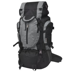 vidaXL Mochila de senderismo XXL negro y gris 75 l