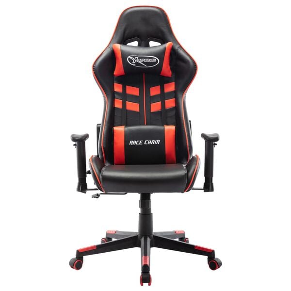 vidaXL Silla de gaming de cuero sint&eacute;tico negro y rojo