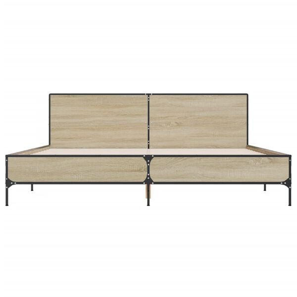 vidaXL Estructura cama madera ingenier&iacute;a metal roble Sonoma 180x200 cm